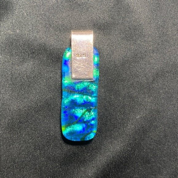 Rectangle Dichroic Glass Pendant: 925 Sterling Silver - Picture 2 of 3